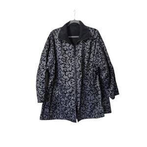 Mycra Pac Now Reversible Raincoat Gray Scroll Black with Matching Tote, Sz Small